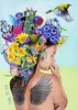 A Limited Edition fine art print of a tattooed lady with flowers in her hair by New Zealand artist Jane Galloway, available at The Little Gallery Tairua